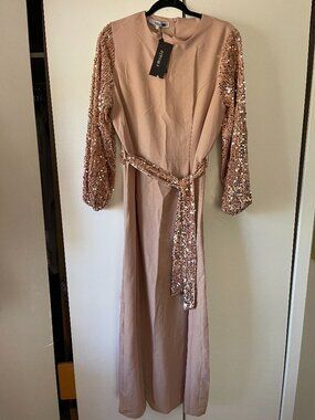 Pink maxi dress will full sleeves- Sequin